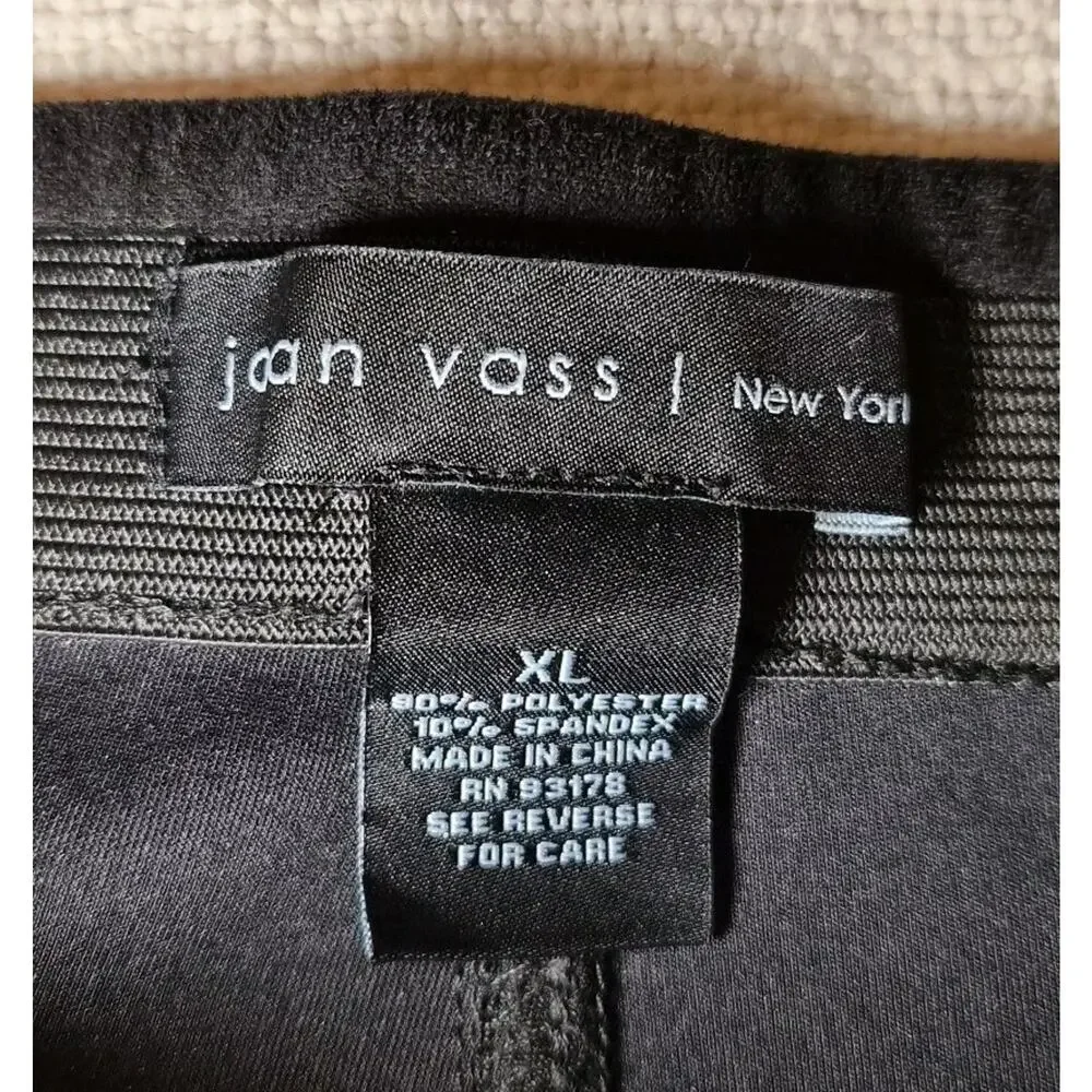 JOAN VASS Black Faux‎ Leather Suede Pants - Women XL ~ 36x27